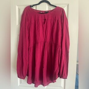torrid Deep Raspberry Long Sleeve Peasant Tunic